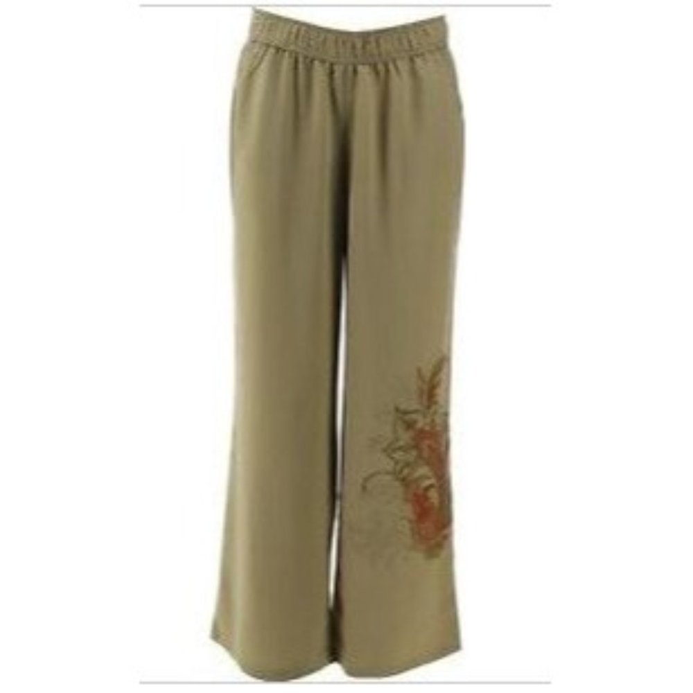 DG2 by Diane Gilman Wide-Leg Soft Pant 752-979 Olive Small